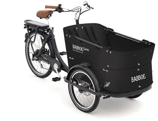 Babboe Curve-E Elektro-Lastenrad Schwarz - Kindertransport