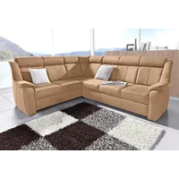 Ecksofa SIT & MORE "Basel L-Form" Sofas Gr. B/H/T: 261cm x 98cm x 211cm, Luxus-Microfaser ALTARA NUBUCK, langer Schenkel rechts, ohne Relaxfunktion, braun (cafe) wahlweise mit Relaxfunktion