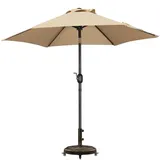 Yaheetech ø326,5 cm Sonnenschirm mit 24,7 kg Schirmständer auf Rollen Sonnenschirm Balkon mit ø50,6 cm Ständer Sonnenschirm-Set Balkonschirm mit Kurbel Gartenschirm, 326,5 cm/Hellbraun