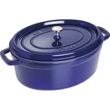 La Cocotte Topf 3,2 l oval blau aus Gusseisen gefertigt