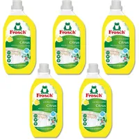 Frosch 5 x Voll-Waschmittel Citrus Vorratspackung hohe Waschkraft von Weiß- und Kochwäsche von 20 bis 95°C Vorteilspack mit 125 Waschladungen kraftvolle Rezeptur mit Zitronenfrische