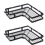 2er Set Duschablagen Ohne Bohren | Eck Duschregal Eckablage mit 4 Haken | Selbstklebend Badezimmer Organizer | Eckregal Duschkörbe für Shampoo, Duschgel | Regal für Bad, Dusche und Küche