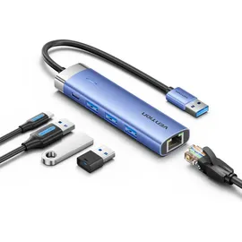 Vention USB Hub TGFSB, 3xUSB 3.0/RJ45/USB-C PD Aluminiumlegierung 5Gbps