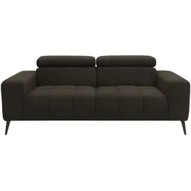 DOMO collection 2-Sitzer DOMO COLLECTION "Trento, mit Kufenfuß oder Einzelfuß", braun (espresso), B:208cm H:79cm T:104cm, 92% Polyester, 8% Nylon, Sofas, whlw. verstellbare Kopfteile, passend für gängige Saugroboter