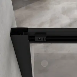 SoGood doporro Duschkabine Schiebetür Duschabtrennung 80x100cm Eckeinstieg Klarglas Eckdusche ESG Glas Höhe 190cm schwarz Ravenna16L K