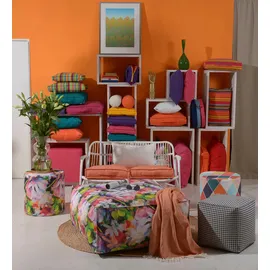 H.O.C.K. Sitzkissen "Yucatan", bunt (bunt, orange, gestreift), B:50cm H:5cm L:50cm, Kunstfaser, Dekokissen_Sitzkissen_Kissenhüllen, Sitzkissen, mit bunten Streifen