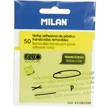 Milan 411261050 Selbstklebende Haftnotizen, transparentes Quadrat, gelb, 50 Blatt