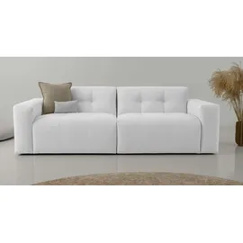 OTTO home 3-Sitzer OTTO HOME "Tapley", beige (sand), B:220cm H:73cm T:93cm, 100% polyester, Sofas, Breite 220 cm,Boucle, Struktur fein, mit Knopfsteppung, bodentief