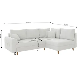 s-style möbel ECKSOFA Henrik Weiß Boucle - Ottomane rechts