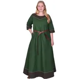 Battle-Merchant Mittelalter Kleid Damen Gesine lang | Wikinger Kostüm LARP Kleidung | mit eingenähten Taschen | Canvas Baumwolle (Grün, XL) - XL