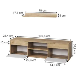 Vicco Wohnwand, Berno (139.80 x 35.40 x 38.90 cm,