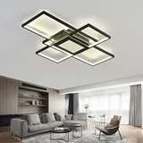 ANZHUANG 107W Led Deckenleuchte Dimmbar, Deckenlampe Wohnzimmer Schwarz Modern mit Fernbedienung, Wohnzimmerlampe Deckenbeleuchtung für Schlafzimmer Wohnzimmer. (140X80X9cm)