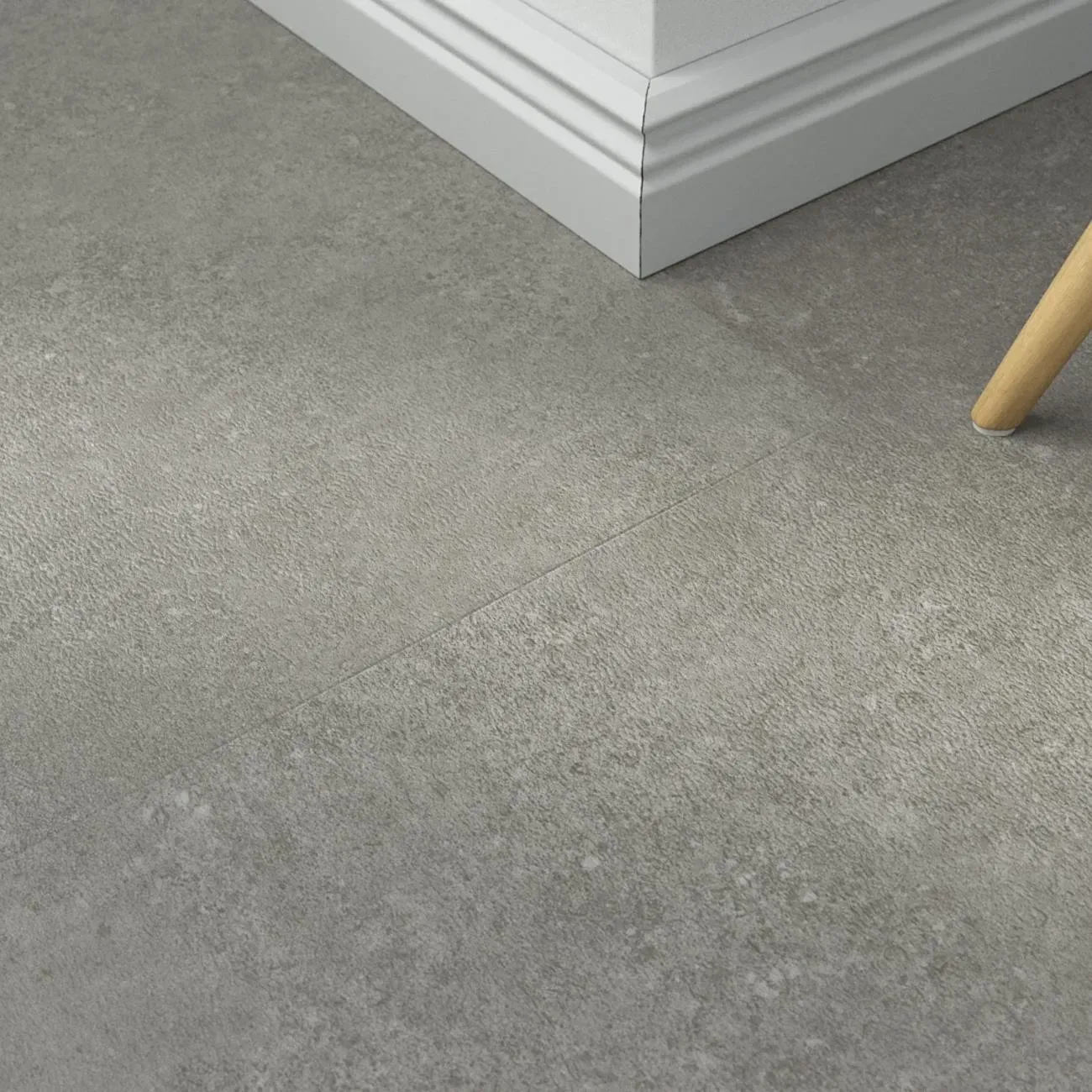 Klick-Vinyl Stone Silk grau – inkl. Dämmung & Fußleisten