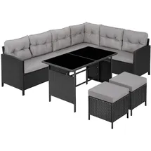 Tectake Rattan Lounge für 6 bis 8 Personen schwarz