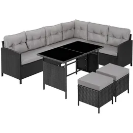 Tectake Rattan Lounge für 6 bis 8 Personen schwarz