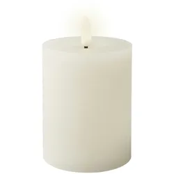 Lumineo LED Kerze mit Timerfunktion 7x11cm Wachs - flackernde Flamme Echtwachskerze Kerzen batteriebetrieben Wachskerze Stumpenkerze Rustik Weiß Warmweiß