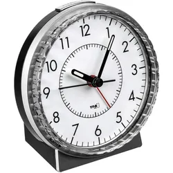 TFA - Wecker - rund - Quarz - Schreibtisch - Silver/Black