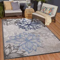 Sanat Teppich SANAT "Floral 2 Outdoor", blau (graublau), B:80cm