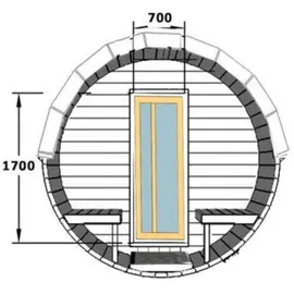 FinnTherm Fasssauna Carrie 2 Sitzbänke aus Holz Wandstärke 42 mm