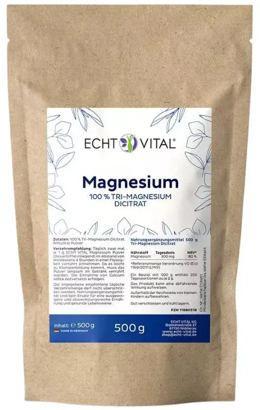 Magnesium Pulver (500 g) - Echt Vital