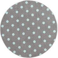 Livone Kinderzimmer Baby Kinderteppich Punkte Kreise in Silber grau Mint Grösse 100 cm rund