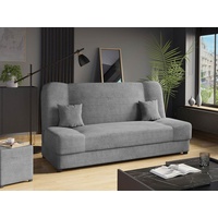 MIRJAN24 Schlafsofa Jonas Cord, mit Bettkasten und Schlaffunktion, mit zwei Kissen, Wellenfeder, 195x87x86 cm grau