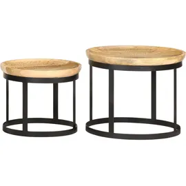 vidaXL Runde Beistelltische Braun Mangoholz 5900 x 5000 cm