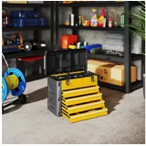 Homcom Tool Box Stahl Kunststoff 49,7L x 25,3 x 40,7 cm Werkzeugkasten mit 4 Schubladen - Gelb