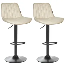 Beliani Barhocker Kunstleder beige 2er Set