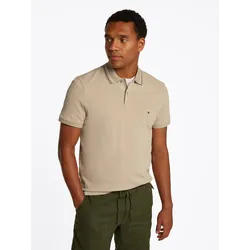 Poloshirt TOMMY HILFIGER "PLACKET INTEREST REG POLO", Herren, Gr. L, grün (sandalwood), Jersey, Obermaterial: 96% Baumwolle, 4% Elasthan, Kurzarm Rippbündchen, Shirts
