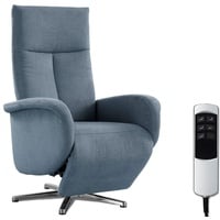 CAVADORE TV-Sessel Juba mit Akku / Pflegeleichter Fernsehsessel mit elektrisch verstellbarer Relaxfunktion / 2 E-Motoren / 75 x 112 x 82 / Soft Clean Bezug, Hellblau