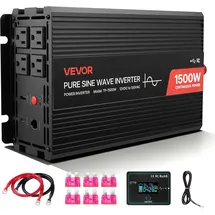 Vevor 1500W Wechselrichter 12V DC auf 230V AC Reiner Sinus mit Fernbedienung USB