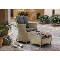 Destiny Balkonset LUNA CASA 1 Sessel mit Fußhocker, natur meliert - Beige