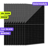 10x 500W Jolywood Glas-Glas Photovoltaik Solarpanel PV Modul bifazial Full Black