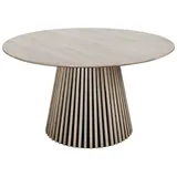 riess-ambiente Esstisch VALHALLA WOOD 140cm grau · runder Küchentisch im Japandi-Design (Einzelartikel, 1-St), 6 Personen · Säulenfuß aus Massivholz · Eiche grau 140 cm x 75 cm x 140 cm