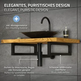 ML-Design Wandkonsole Schwarz, Metall, 15x3x35 cm, Wohnzimmer, Regale, Wandboards