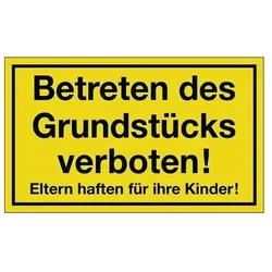Hinweiszeichen Grundstück betreten verboten L250xB150mm gelb schwarz Ku.