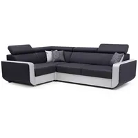 Furnix Ecksofa FENZZY Eck-Couch in L-Form mit Schlaffunktion verstellbare Kopfstützen, Bettkasten, 263x97x184 cm, Liegefläche 126x205 cm, Sitzhöhe 43 cm schwarz|weiß