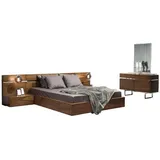 JVmoebel Schlafzimmer-Set Schlafzimmer Sets Möbel Bett Nachttische Kommode Qualität 5tlg, (5-St., 1x Bett + 2x Nachttische + 1x Kommode + 1x Spiegel), Made in Europa braun