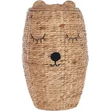 Beliani Aufbewahrungskorb Teddybär Geflecht 40 x 30 x 20 cm beige/transparente