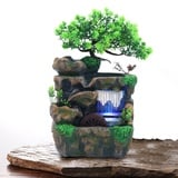 KIOPOWQ Zimmerbrunnen Tisch Brunnen Stein Cascades LED Beleuchtung Springbrunnen Wasser Desktop Ornament Wohnzimmer Büro Dekor