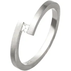 Fingerring JOBO Gr. 56, grau (platin 950), Fingerringe, Damen, 56, SI = kleine Einschlüsse, Platin 950-Diamanten, Platin 950, Diamanten, 950 Platin mit Diamant im Caree-Schliff