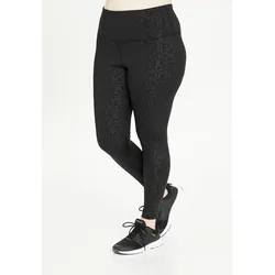 Trainingstights Q BY ENDURANCE "Juliette", Damen, Gr. 52, EURO-Größen, schwarz, 93% Polyester, 7% Elasthan, bedruckt, unifarben, sportlich, lang, Hosen, mit leichter Kompression
