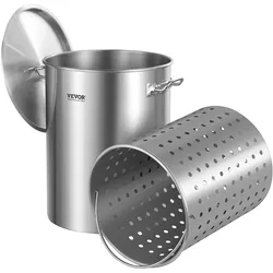 VEVOR Suppentopf Kochtopf Soßentopf 34L Edelstahl Kochen Soßen Korbdeckel