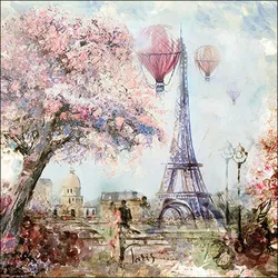 20 Servietten Papier 33x33cm 3-lagig - hochwertige Einweg Papierservietten Paris Eiffelturm Vintage Romantik Tischdeko Hochzeit Geburtstag