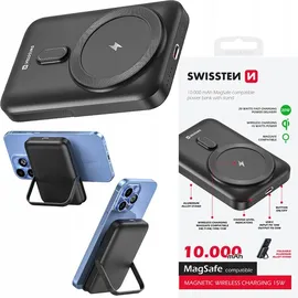Swissten Powerbank 10.000 mAh 20 W Pd kompatibel mit Magsafe Schwarz 22013974 - Schwarz