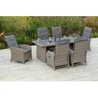 Merxx Atrani Garten-Essgruppe 7-tlg. Tisch 70 x 105 x 64 cm beige inkl. Auflagen