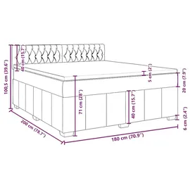 vidaXL Boxspringbett mit Matratze Taupe 180x200 cm Stoff