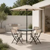 home collective Gartenmöbel Set 6-tlg. Beige/Schwarz