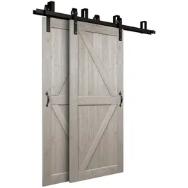 Home Deluxe Doppelschiebetür Solia Holzschiebetür grau